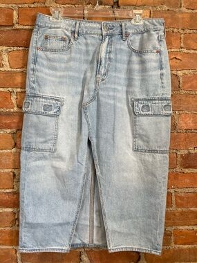 American Eagle Outfitters Light Blue Cargo Denim Skirt
